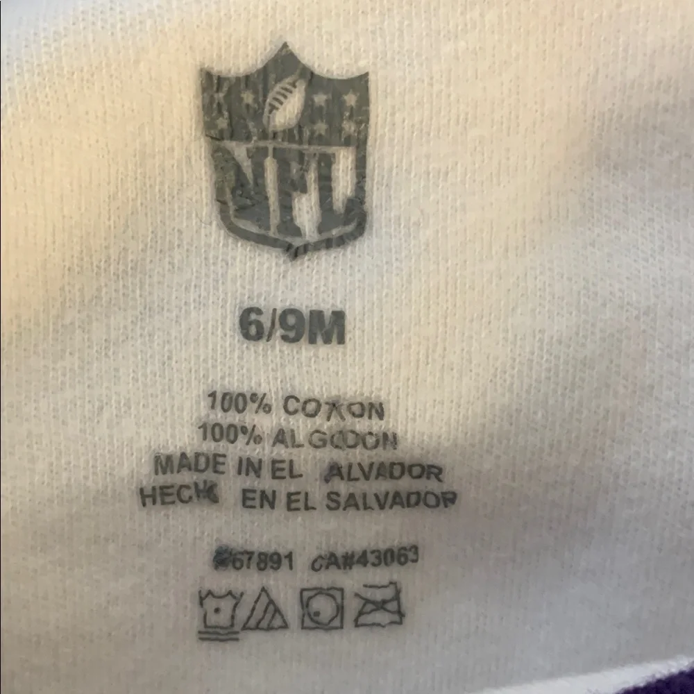 NFL Baltimore Ravens Three Piece Bodysuit Lot 6/9 Months Purple Black Cotton